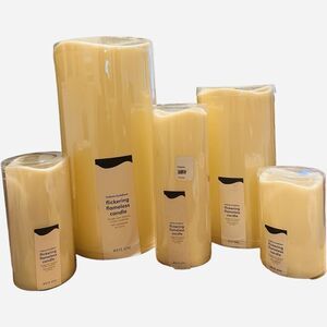 5 West Elm Flickering Flameless Indoor Outdoor Battery Powered Wavy Candles Set